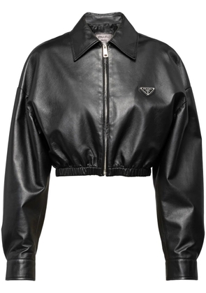 Prada cropped leather jacket - Black