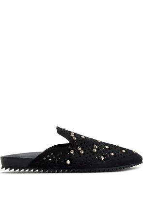 Pedro Garcia Braidy crystal-embellished perforated mules - BLACK BLACK CASTORO