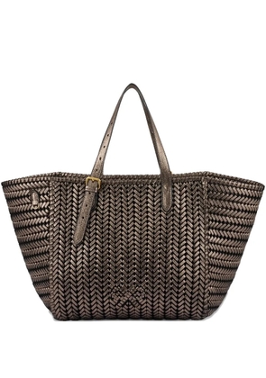 Anya Hindmarch Neeson Square herringbone-weave leather tote bag - Brown