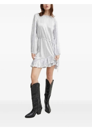 NEVER FULLY DRESSED pleated ruffle-detail midi dress - Grey