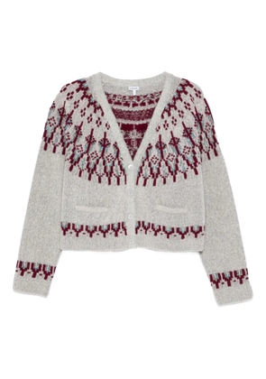 LOEWE fair isle-pattern patch-pocket cardigan - Grey