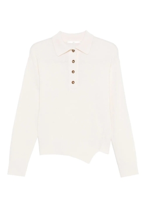 3311 buttoned asymmetric knitted top - White