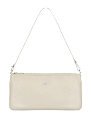 Courrèges logo-plaque zipped pouch - Neutrals