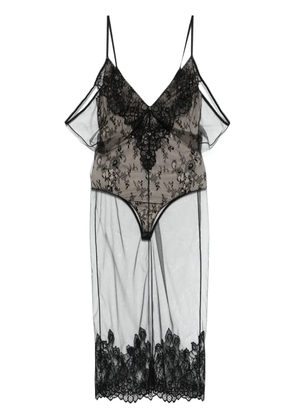 The Attico tulle-overlay midi dress - Black