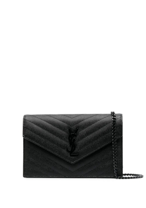 Saint Laurent Cassandre leather wallet-on-chain - Black