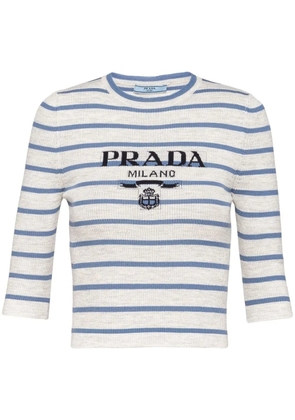 Prada logo-intarsia wool jumper - Grey