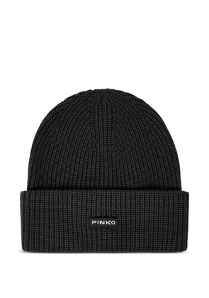 PINKO ribbed-knit beanie - Black