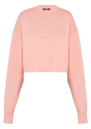 Balmain logo-embroidered cotton sweatshirt - Pink