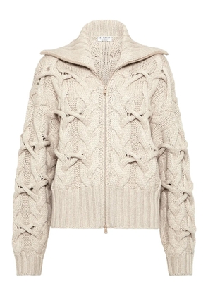 Brunello Cucinelli cable-knit cashmere cardigan - Neutrals