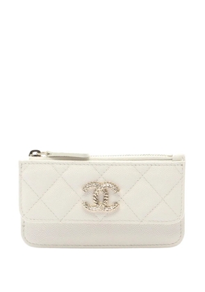 CHANEL Pre-Owned 2021-2025 CC Quilted Caviar coin pouch - White