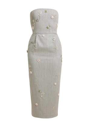 Bernadette Elena embroidered striped midi dress - Grey