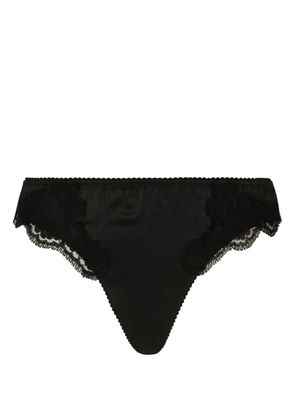 Dolce & Gabbana lace-trim satin thong - Black