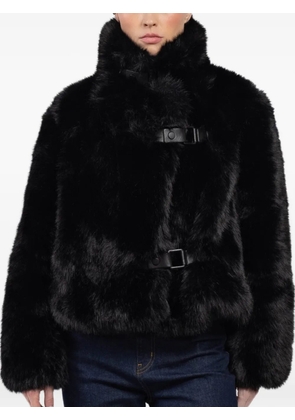 MOLLIOLLI Royal buckle faux-fur jacket - Black