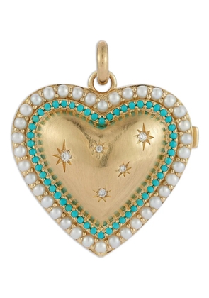 Storrow Jewelry Laney Locket turquoise diamond and pearl pendant - Gold