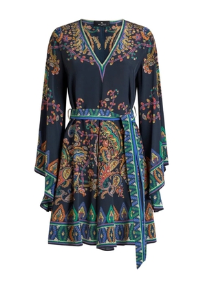 ETRO paisley-print V-neck dress - Blue