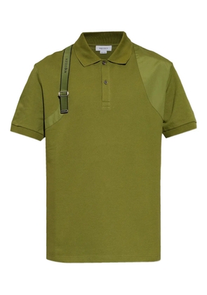 Alexander McQueen panelled strap-detail T-polo shirt - Green