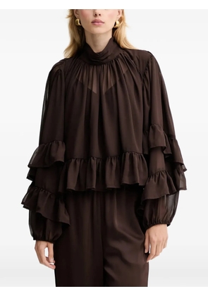 Gestuz GZmio ruffled high-neck blouse - Brown