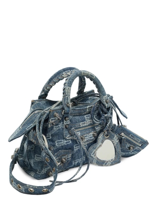 Balenciaga Pre-Owned Neo Cagole XS denim stud handbag - Blue