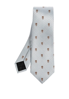 Alexander McQueen skull-pattern dotted tie - Blue