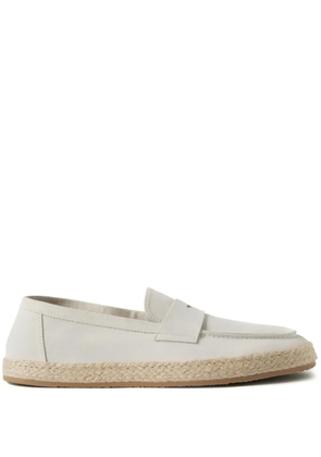 Brunello Cucinelli leather-suede loafers - White