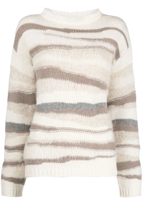 Fabiana Filippi striped crew neck jumper - White