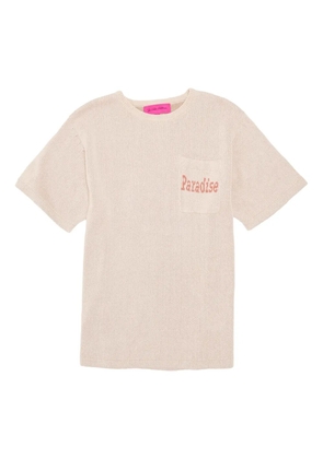 The Elder Statesman Paradise palm-tree chest-pocket T-shirt - Neutrals