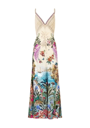 Camilla V-neck floral dress - Neutrals