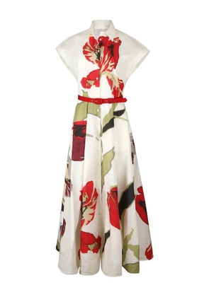 Sara Roka Briella collar floral dress - White