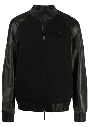 Giuseppe Zanotti mixed fabric biker jacket - Black