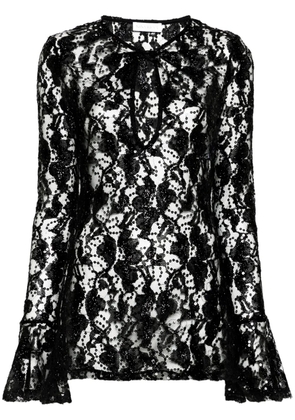 Nina Ricci sequinned sheer-lace top - Black