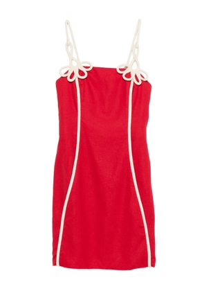 FARM Rio flower strap piped mini dress - Red