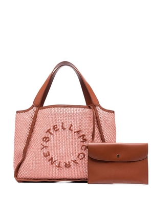Stella McCartney embroidered-logo woven tote bag - Pink