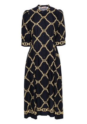 TWINSET chain-ling print midi dress - Blue