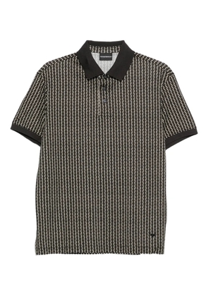 Emporio Armani geometric-pattern polo shirt - Black