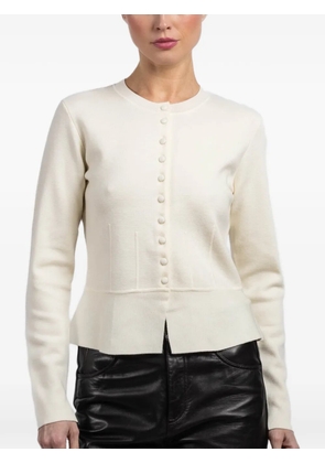 White + Warren button-front peplum-hem cardigan - Neutrals