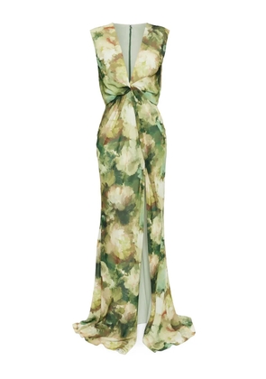 Amsale watercolor twisted front dress - Green