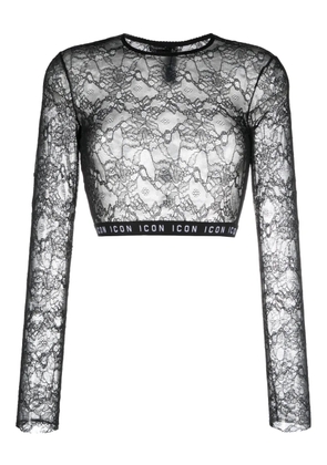 DSQUARED2 Be Icon lace cropped top - Black
