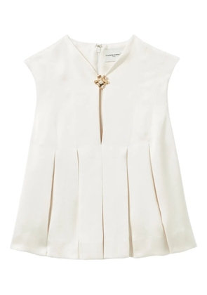 Claudie Pierlot pleated floral-embellished top - White
