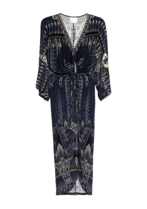 Camilla The Egypt Effect Long Split Front Twist Dress - Blue