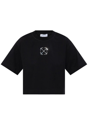 Off-White jewelled-logo cropped t-shirt - Black