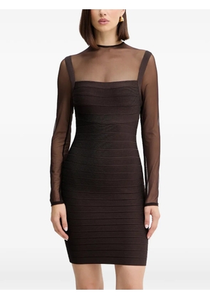Herve Leger Amy long-sleeve mini dress - Brown