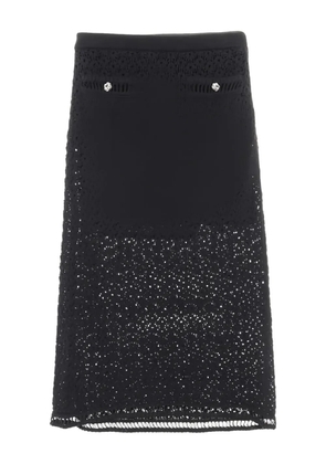 CHANEL Pre-Owned 1986-1988 camellia long skirt - Black