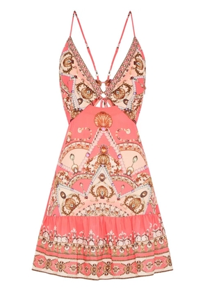 Camilla graphic-print silk minidress - Pink