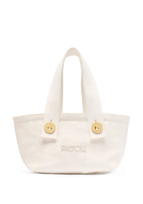 Patou small logo-embroidered trapeze-design tote bag - White