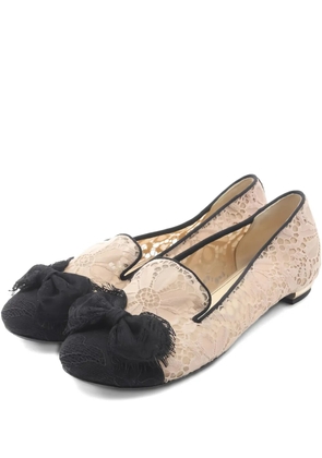 CHANEL Pre-Owned 1986-1988 bow-detail ballet flats - Neutrals
