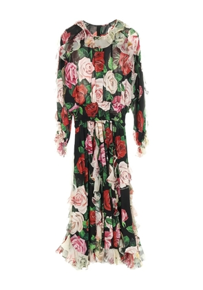 Dolce & Gabbana Pre-Owned 2010s chiffon rose floral pattern maxi dress - Black