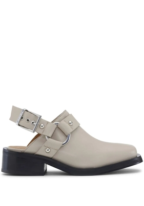 GANNI stud-embellished slingback mules - Neutrals