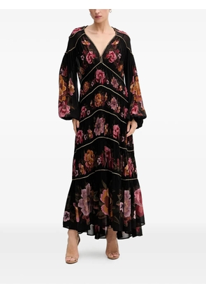 FARM Rio floral-print V-neck maxi dress - Black