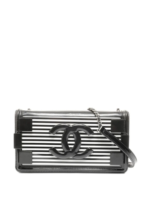 CHANEL Pre-Owned 2014 striped cross body bag - Black