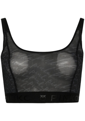 PINKO Bookmark sheer sports bra - Black